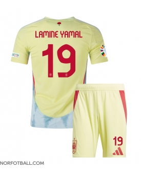Billige Fotballdrakt Spania Lamine Yamal #19 Replika Bortedraktsett Barn EM 2024 Kortermet (med bukser)